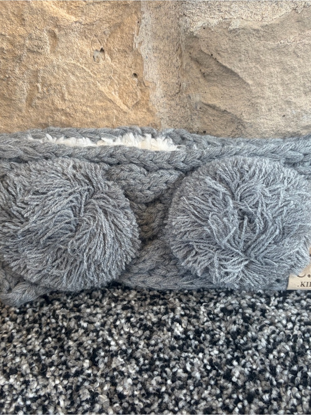 C.C Kids Gray Pom Knit Headband